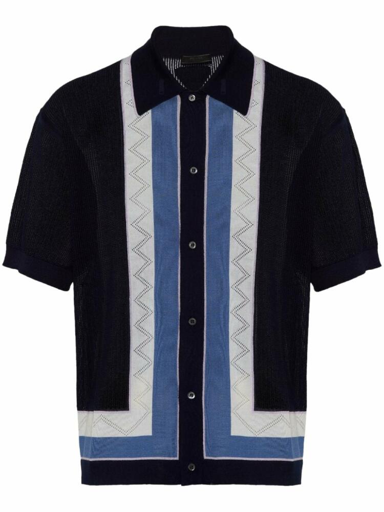 Prada stripe-detail cashmere polo shirt - Blue Cover