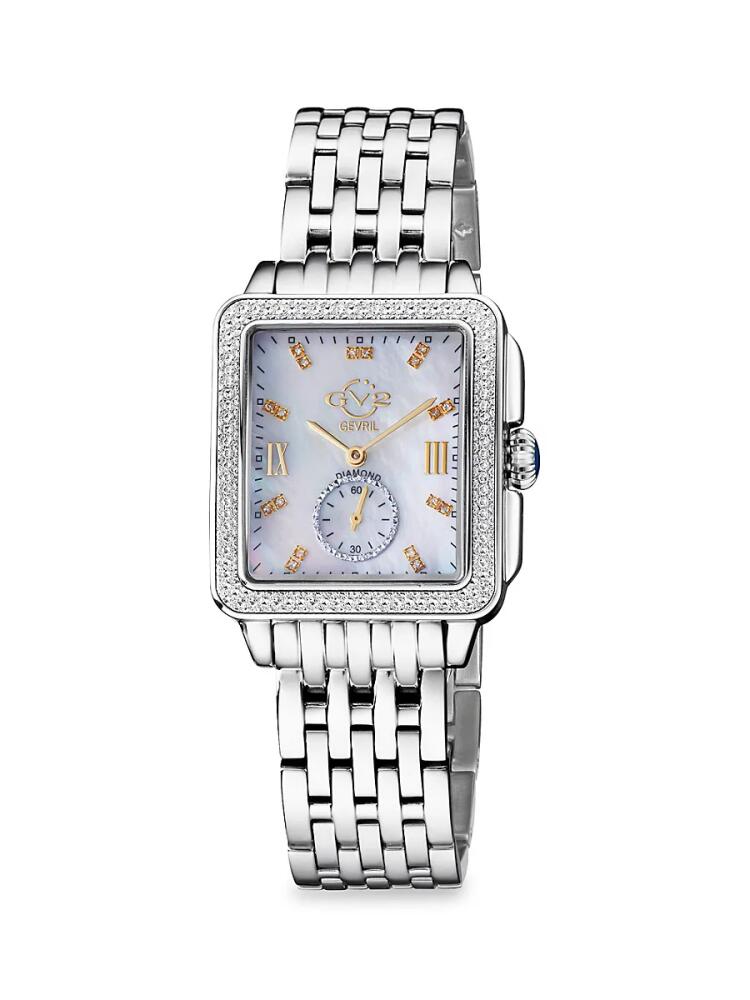 GV2 Women's Bari 34MM Stainless Steel, Mother-Of-Pearl & Diamond Bracelet Watch Cover