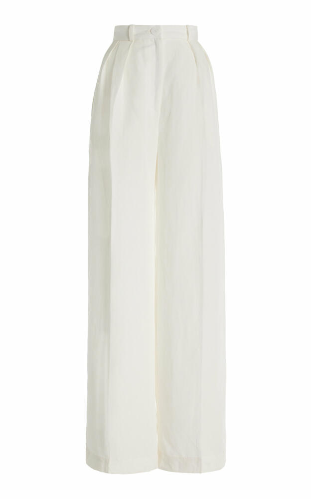 Matthew Bruch - Pleated Linen-Blend Wide-Leg Trousers - White Cover