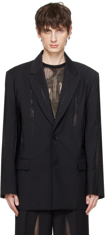 Feng Chen Wang Black Paneled Blazer Cover