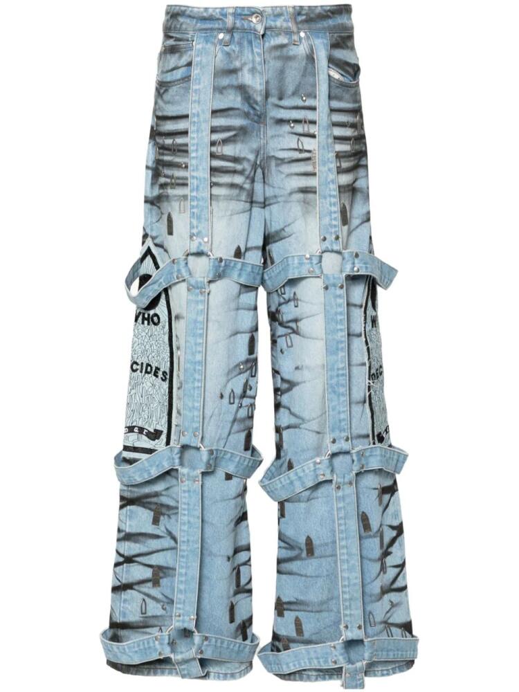 Who Decides War strap wide-leg jeans - Blue Cover