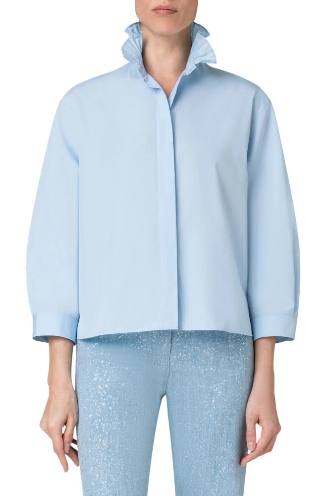 Akris punto Pleated Collar Blouse in 017 Sky Cover