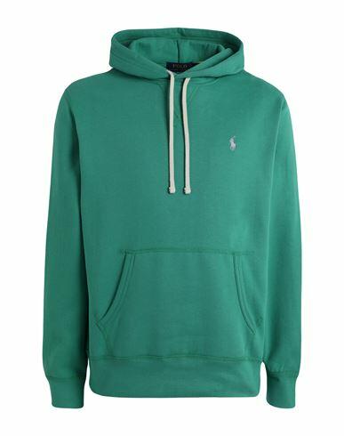 Polo Ralph Lauren Fleece Hoodie Man Sweatshirt Green Cotton, Recycled polyester Cover