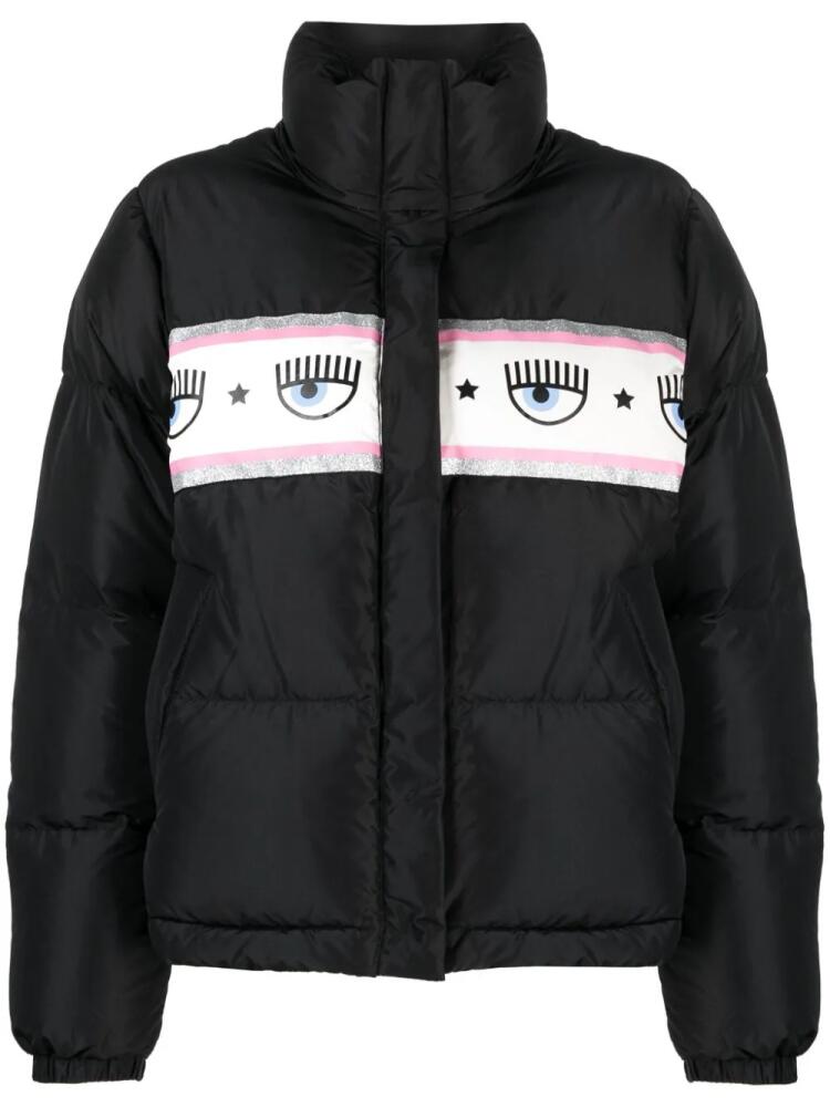 Chiara Ferragni Eyelike-print padded jacket - Black Cover