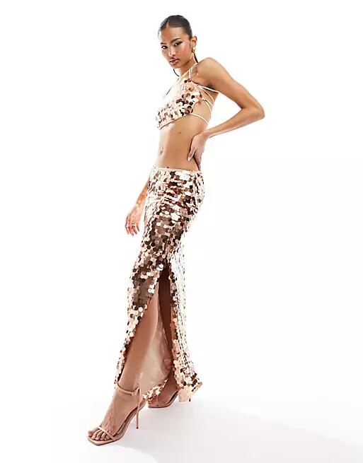 Jaded Rose disc sequin maxi skirt in gold - part of a set Cover