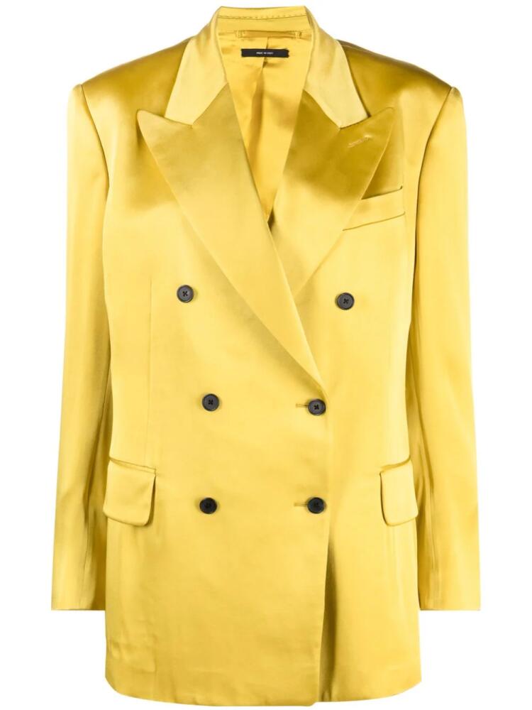 TOM FORD double-breasted satin blazer - Yellow Cover