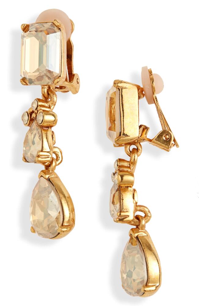 Oscar de la Renta Small Classic Crystal Drop Earrings in Gold Shadow Cover