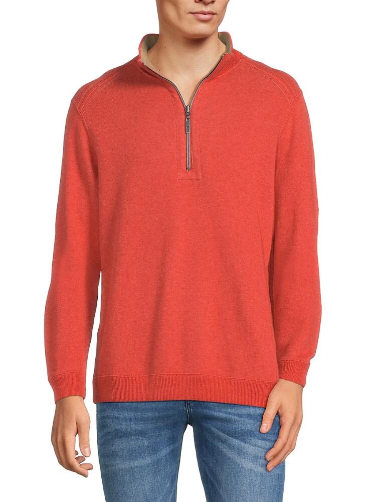 Tommy Bahama Men's Flipside Zip Up Pullover - Orange Spa Cover