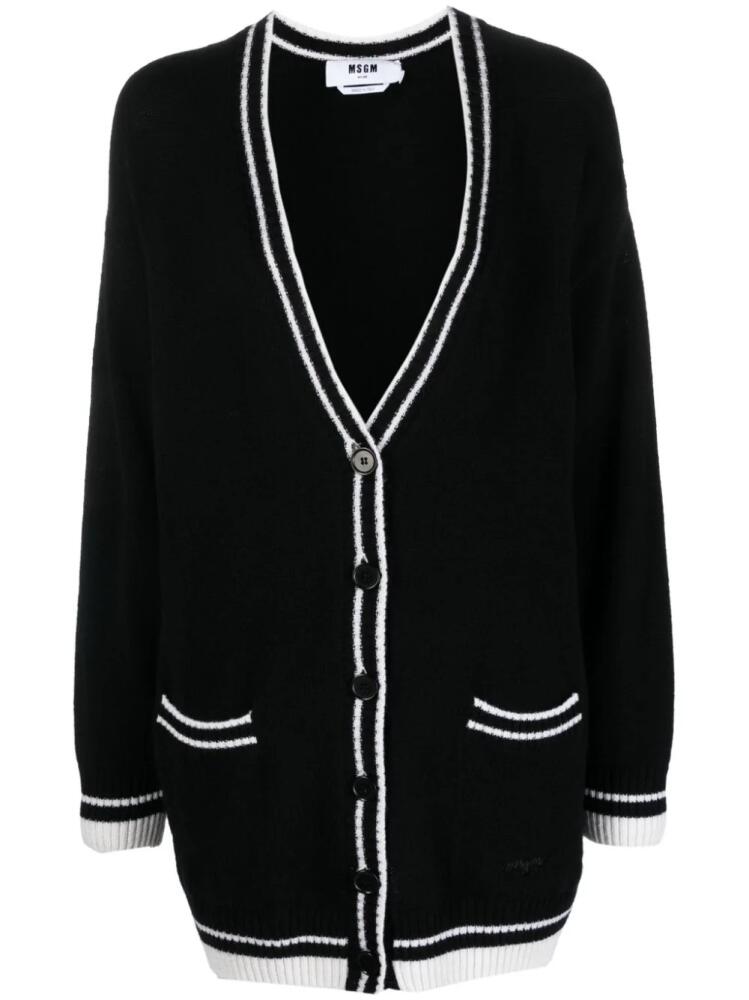 MSGM contrasting-trim knitted cardigan - Black Cover