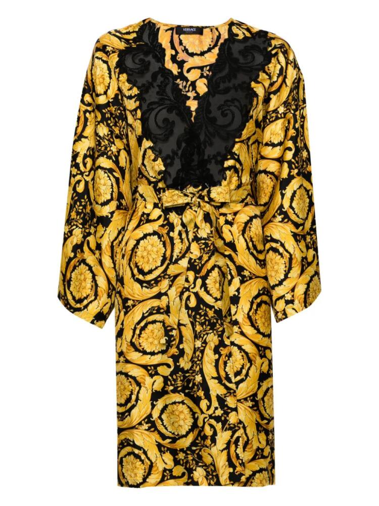 Versace Barocco-print silk robe - Black Cover