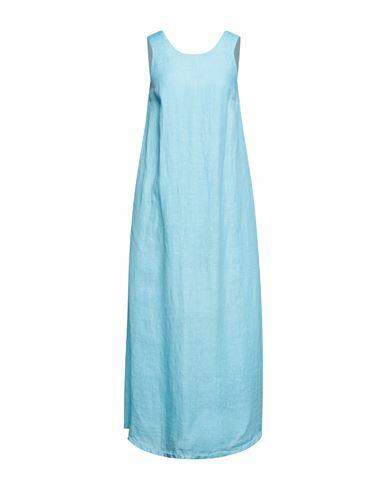 120% Lino Woman Maxi dress Pastel blue Linen Cover