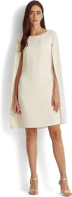 Lauren Ralph Lauren Cape Georgette Cocktail Dress (Mascarpone Cream) Women's Dress Cover