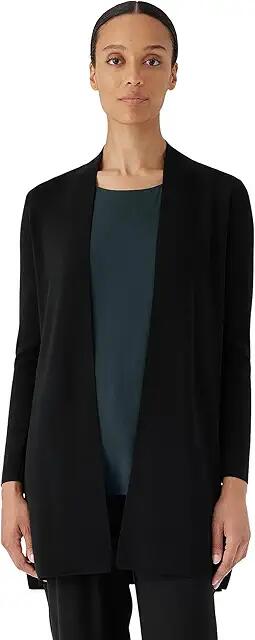 Eileen Fisher Long Cardigan (Black) Women's Sweater Cover