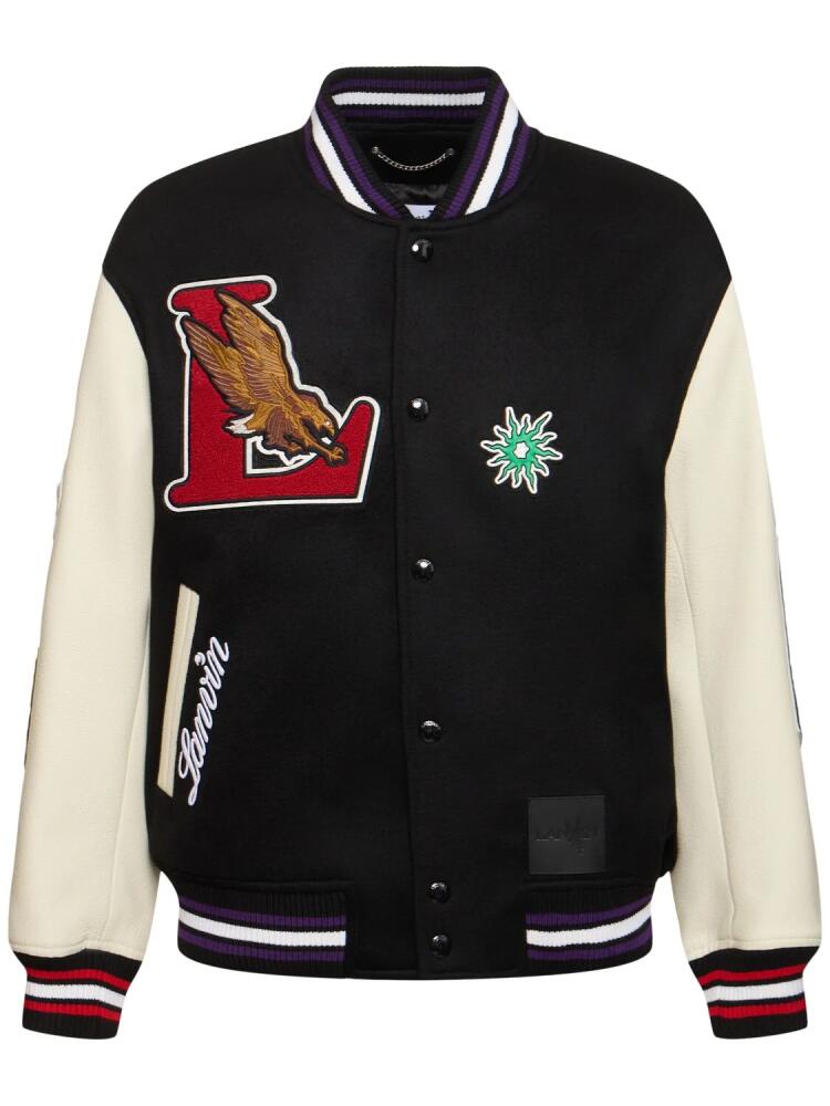 LANVIN Wool Varsity Jacket W/ Leather Sleeves Cover