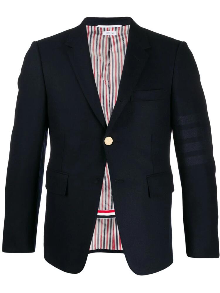 Thom Browne tonal 4-Bar flannel blazer - Blue Cover