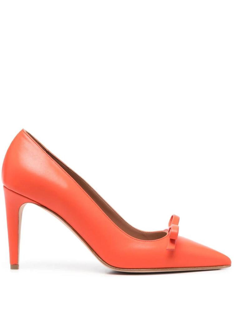 RED(V) bow-detail leather 90mm pumps - Orange Cover