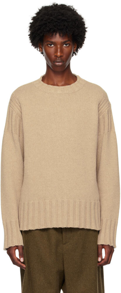 Jil Sander Taupe Crewneck Sweater Cover