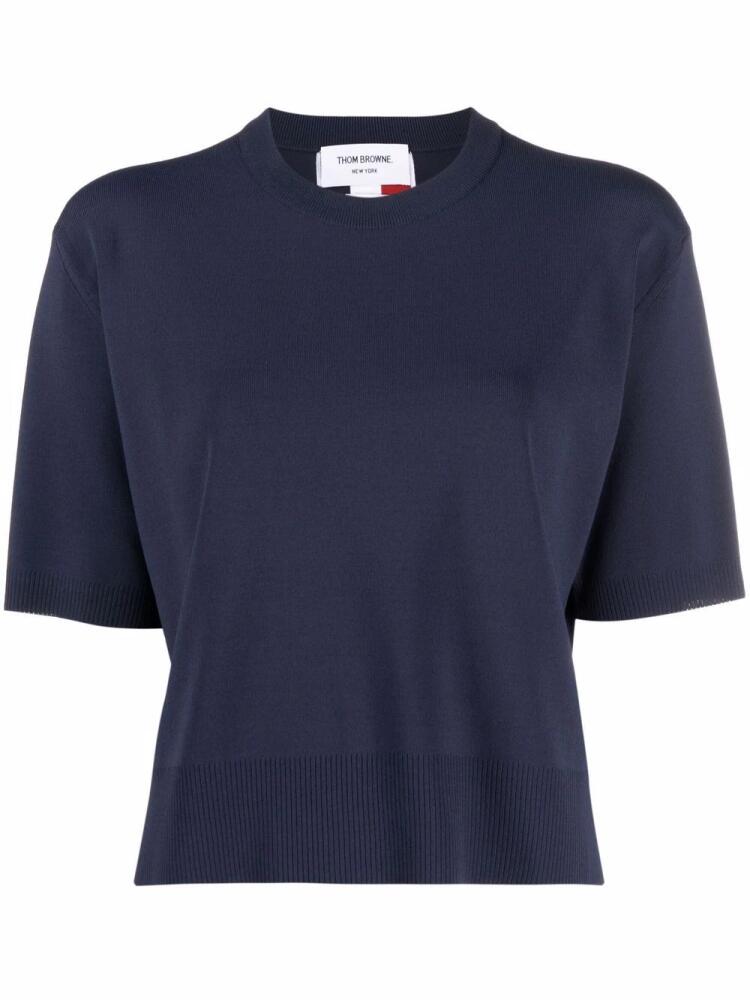 Thom Browne RWB intarsia-knit T-shirt - Blue Cover