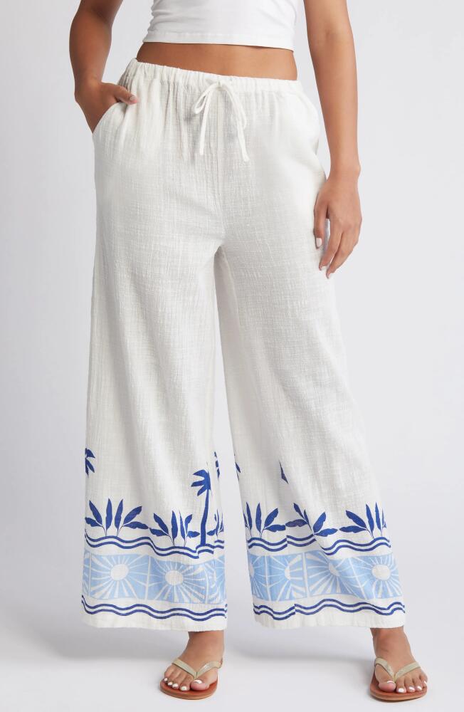 Rip Curl Santorini Border Print Palazzo Pants in Blue Cover