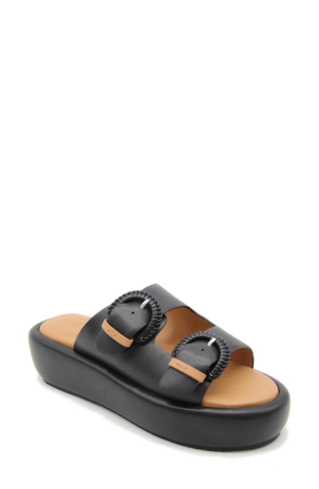 GENTLE SOULS BY KENNETH COLE Theresa Platform Slide Sandal in Black Leather Cover