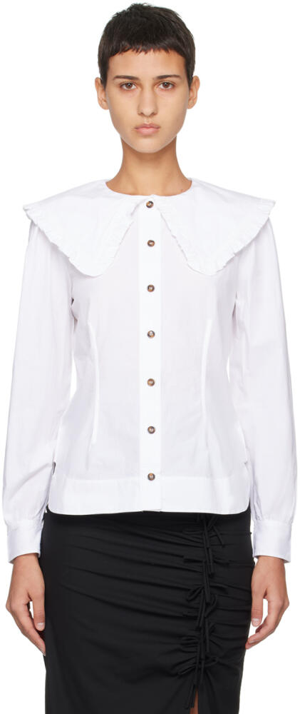 GANNI White Sailor Collar Shirt Cover