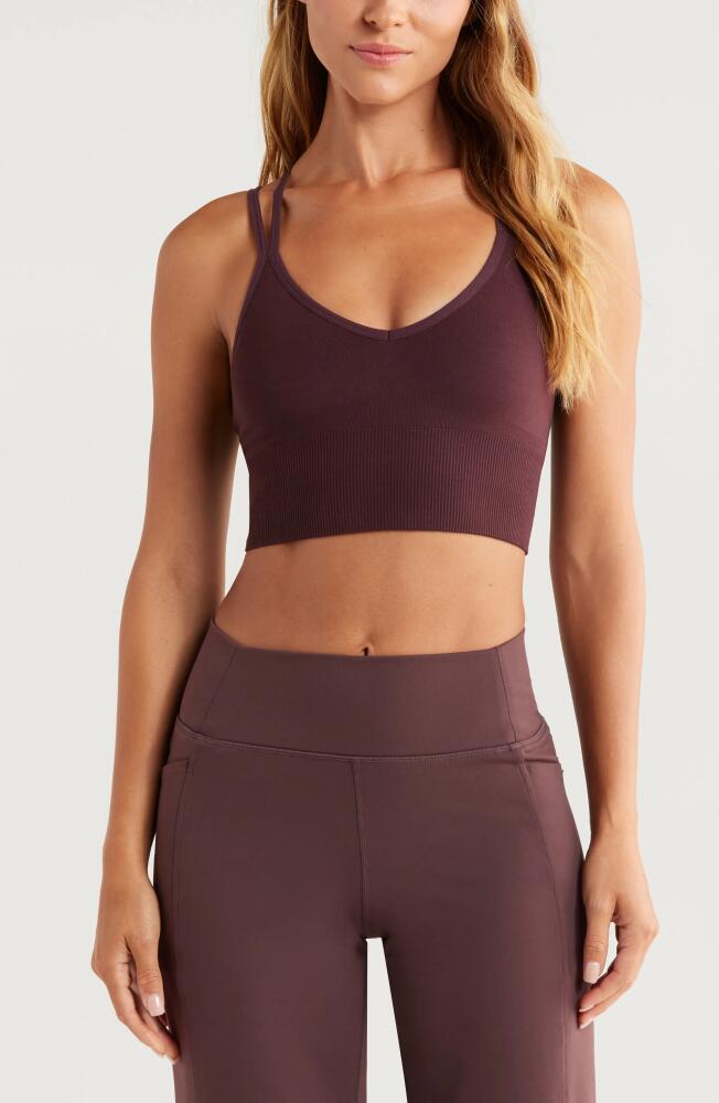 Zella Rhythm Seamless Sports Bra in Burgundy Fudge Cover