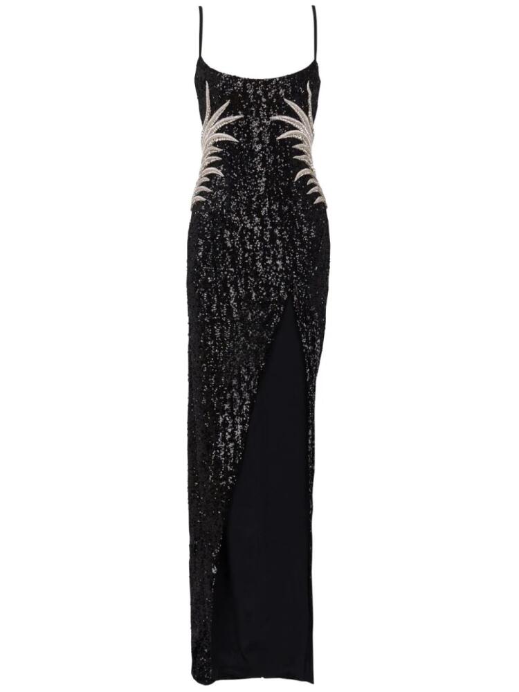 Balmain palm tree-embroidered sequinned gown - Black Cover