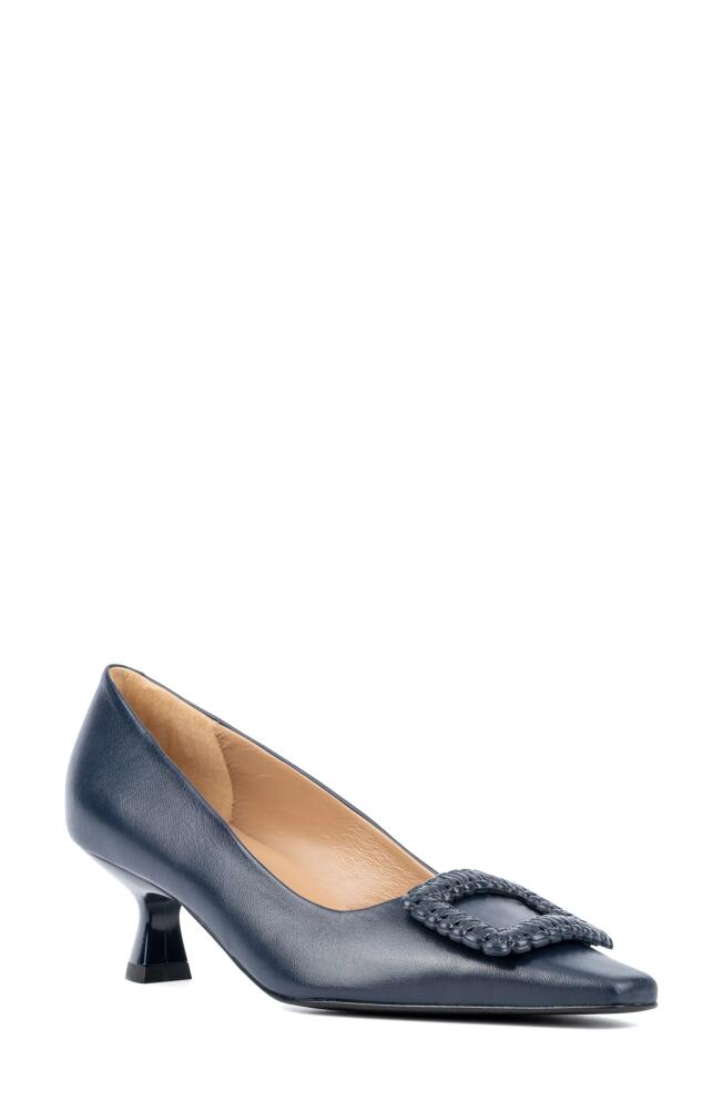 Aquatalia Aurelia Buckle Weatherproof Pointed Toe Pump in Marine Cover