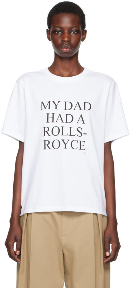 Victoria Beckham White 'My Dad Has A Rolls Royce' T-Shirt Cover