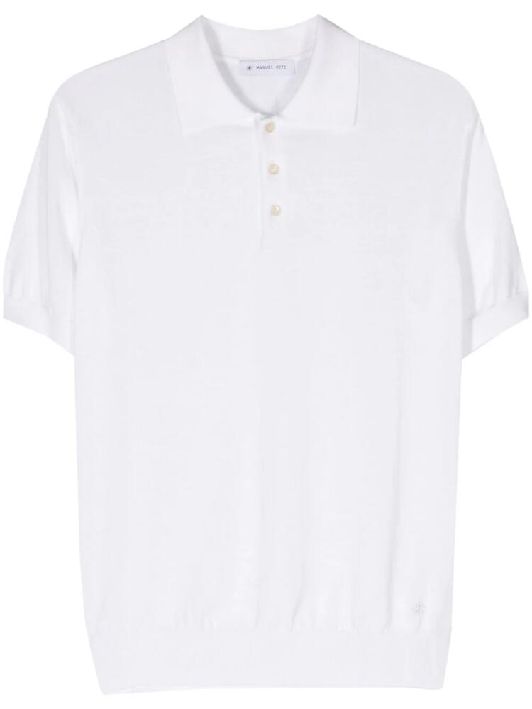 Manuel Ritz logo-embroidered fine-knit polo shirt - White Cover