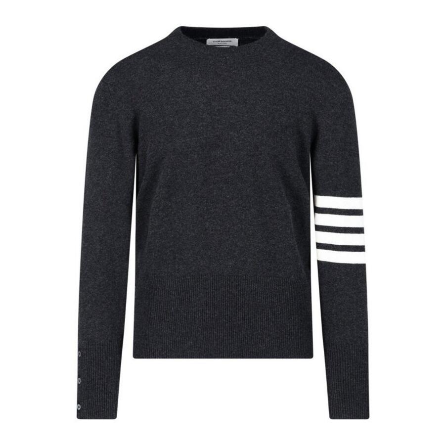 Thom Browne Mens Dark Grey Cashmere 4-Bar Classic Pullover Cover