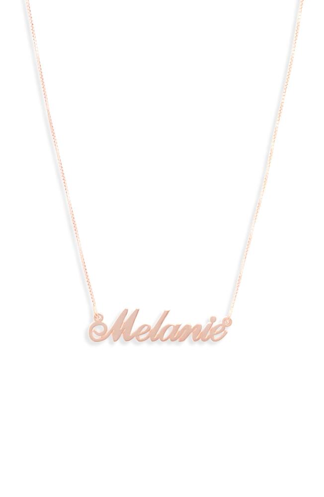 MELANIE MARIE Personalized Nameplate Necklace in Rose Gold Plated Cover