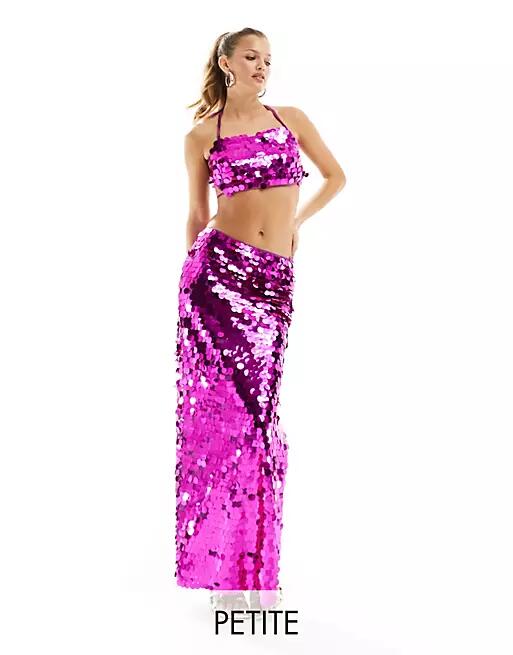 Jaded Rose Petite disc sequin maxi skirt in pink - part of a set Cover