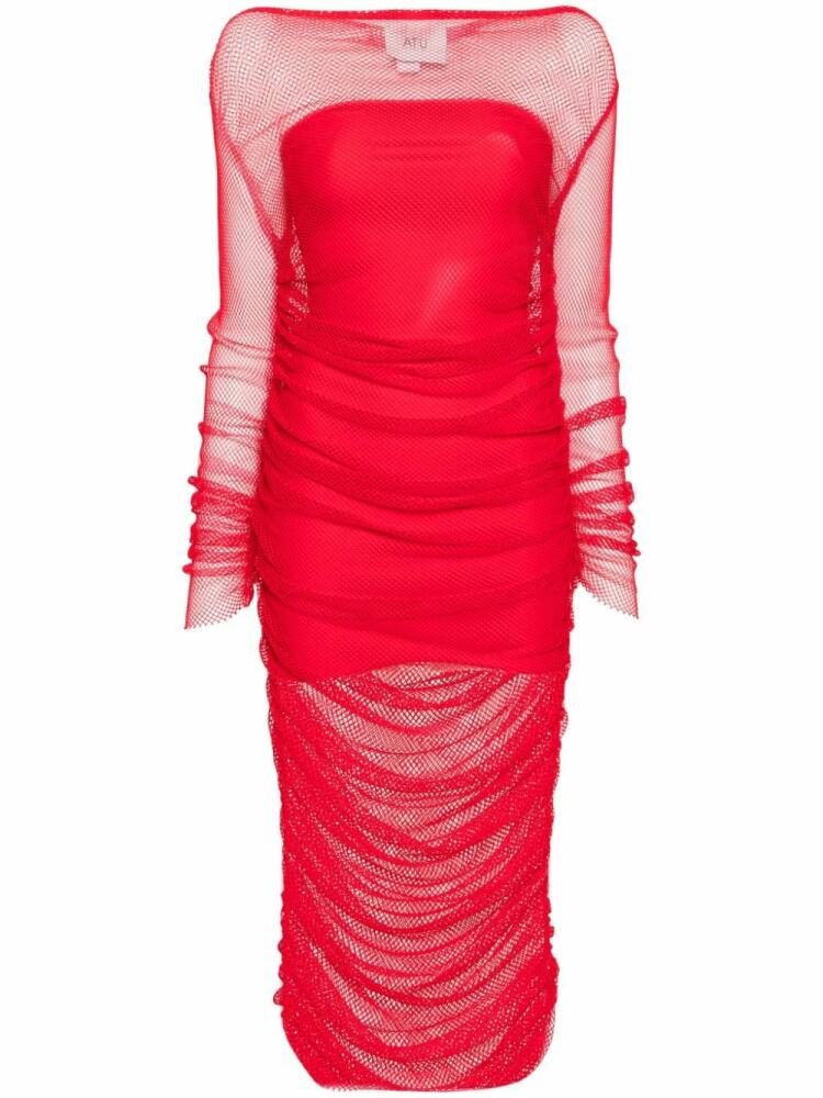 Atu Body Couture fishnet-design midi dress - Red Cover