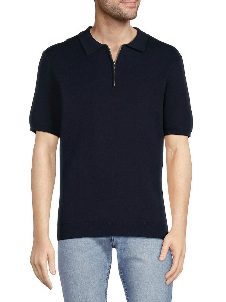 Elie Tahari Men's Quarter Zip Polo Sweater - Admiral Navy Cover