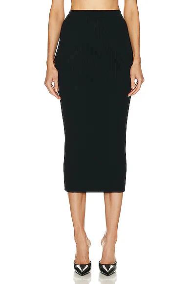 Alexander McQueen High Waisted Pencil Midi Skirt in Black Cover