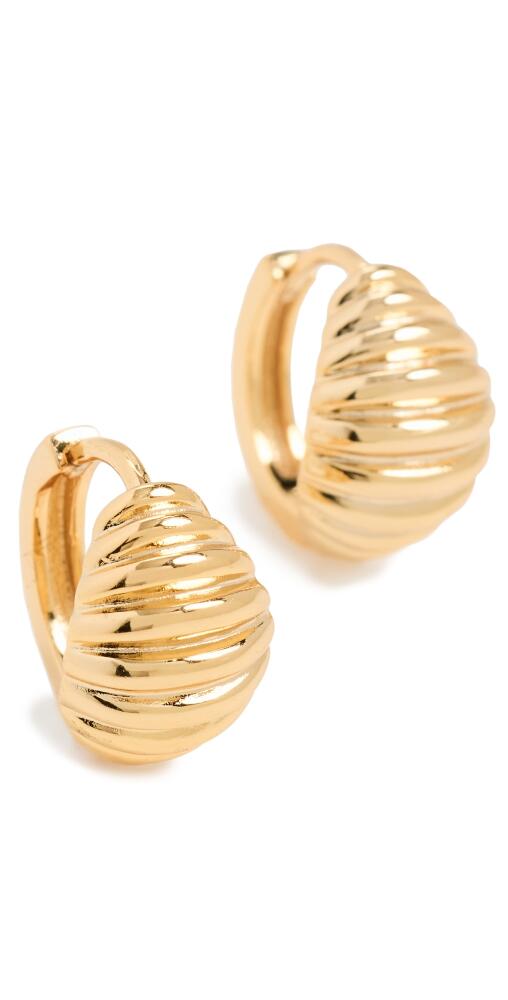 By Adina Eden Wide Mini Ridged Huggie Earrings Gold Cover