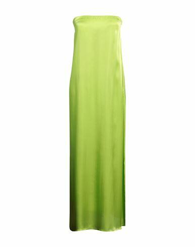 Semicouture Woman Maxi dress Acid green Acetate, Silk Cover