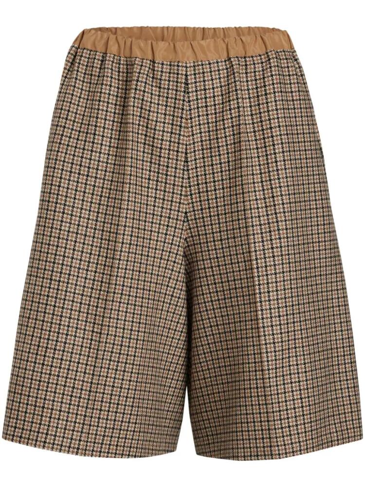 Patou houndstooth-pattern longline shorts - Brown Cover