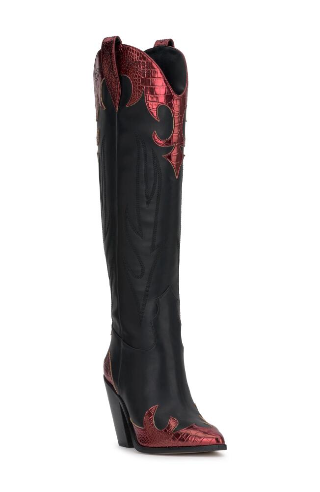 Jessica Simpson Rhetta Knee High Western Boot in Black/Oxblood Cover