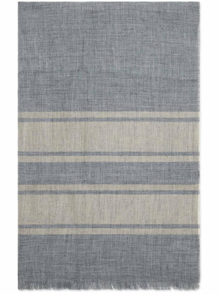 Brunello Cucinelli stripe-detail mélange linen scarf - Grey Cover