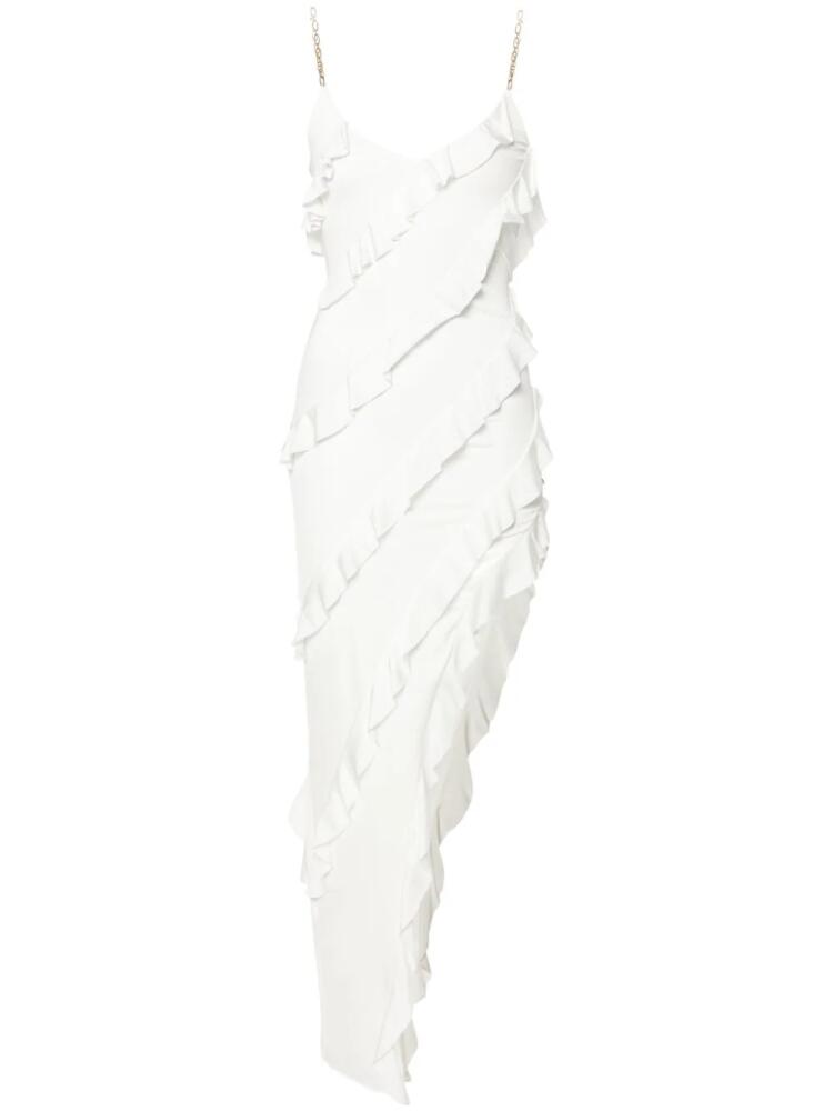 NISSA asymmetric-design ruffled dress - White Cover