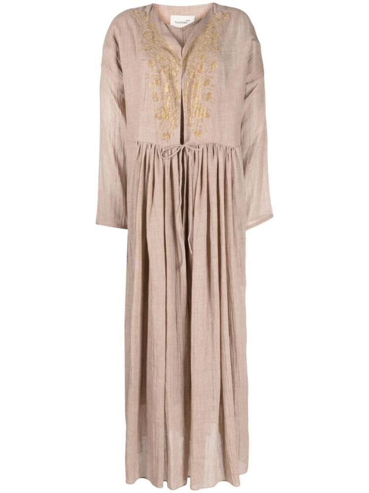 Bambah embroidered linen kaftan dress - Neutrals Cover