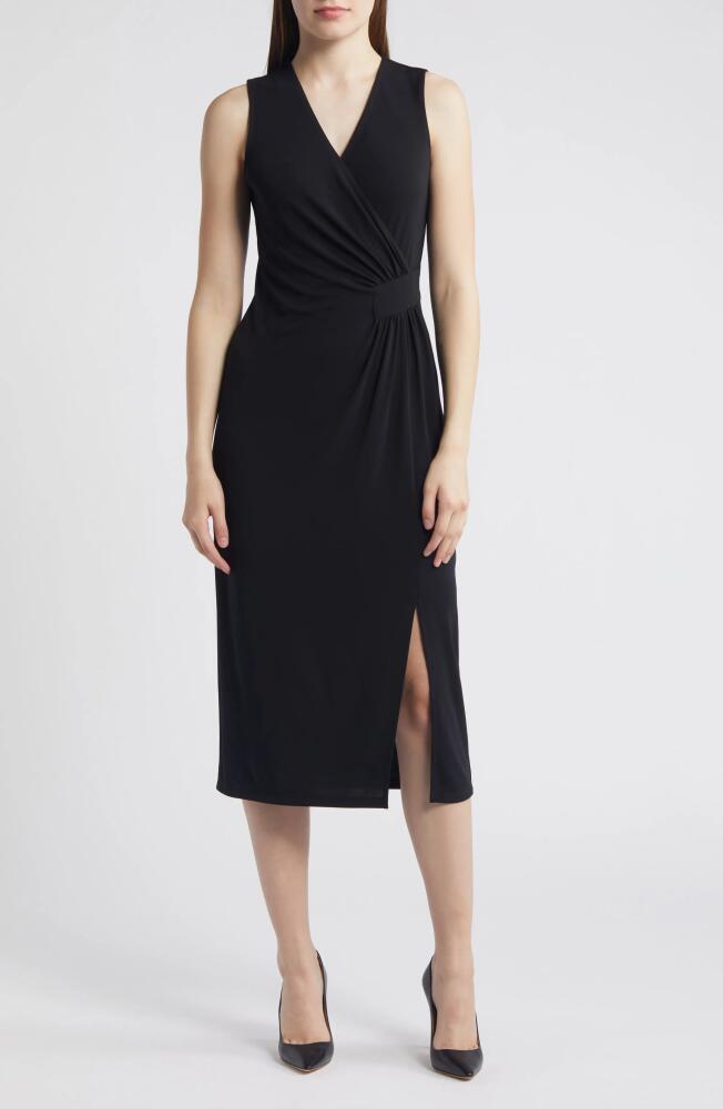 Anne Klein Faux Wrap Sleeveless Jersey Midi Dress in Anne Black Cover