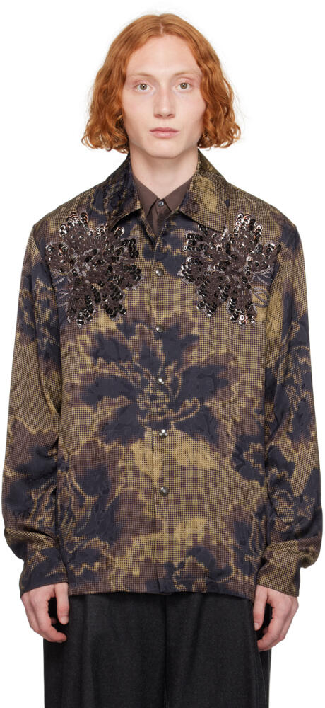 Dries Van Noten Brown Beaded Shirt Cover