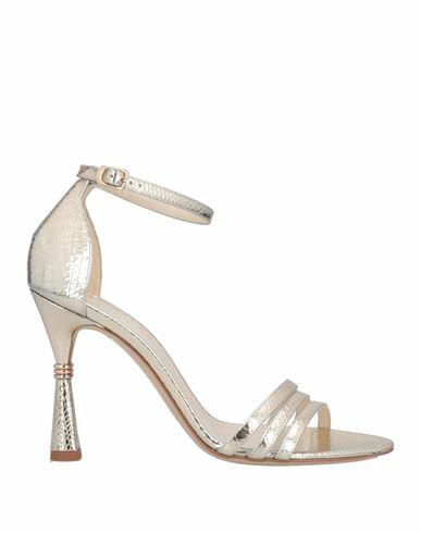 Mia Becar Woman Sandals Platinum Calfskin Cover