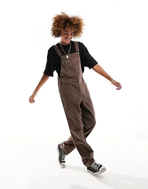 ASOS DESIGN cord overalls in chocolate brown Cover