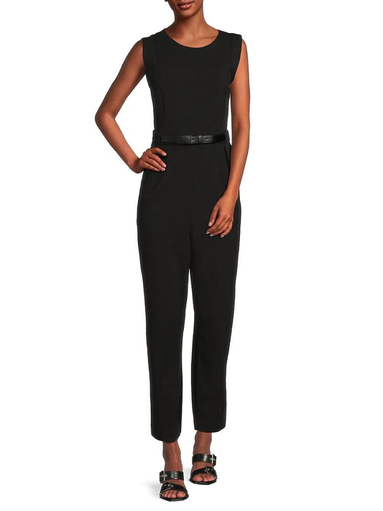 Calvin Klein Women's Belted Pleated Front Jumpsuit - Black Cover