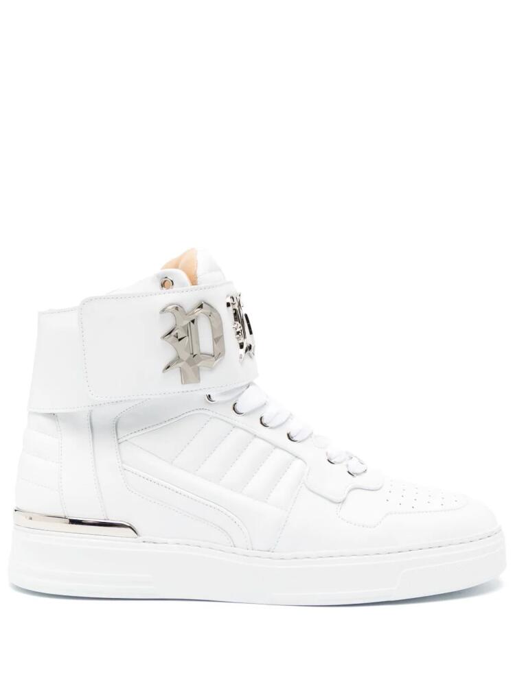 Philipp Plein Gothic-plaque high-top sneakers - White Cover