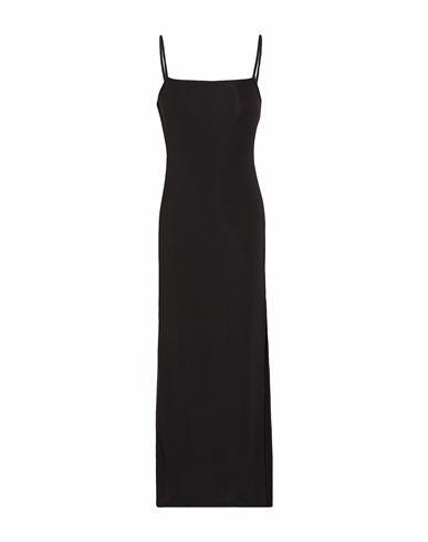 8 By Yoox Jersey Midi Belted Dress W/ Front Split Woman Maxi dress Black Polyester, Elastane Cover